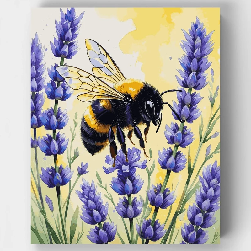 Bumblebee in Lavender Field - Paint by Numbers Kit