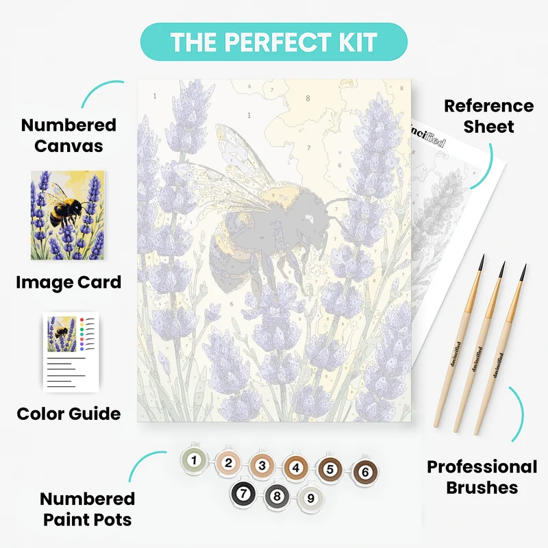 Bumblebee in Lavender Field - Paint by Numbers Kit