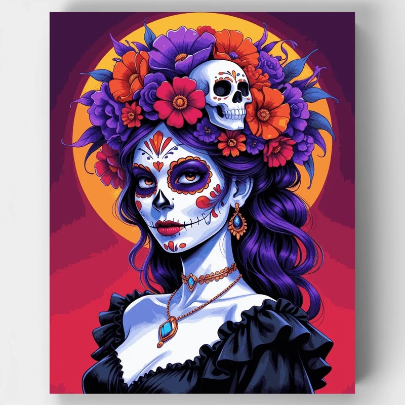 Day of the Dead Floral Crown Beauty - Paint by Numbers Kit