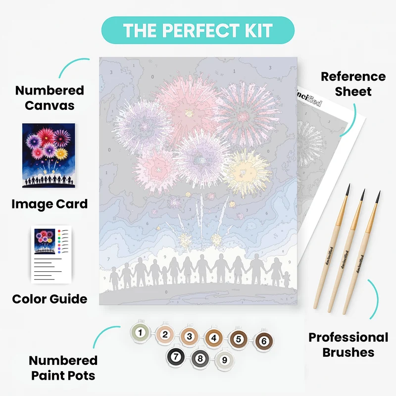 Fireworks Celebration with Silhouettes - Paint by Numbers Kit