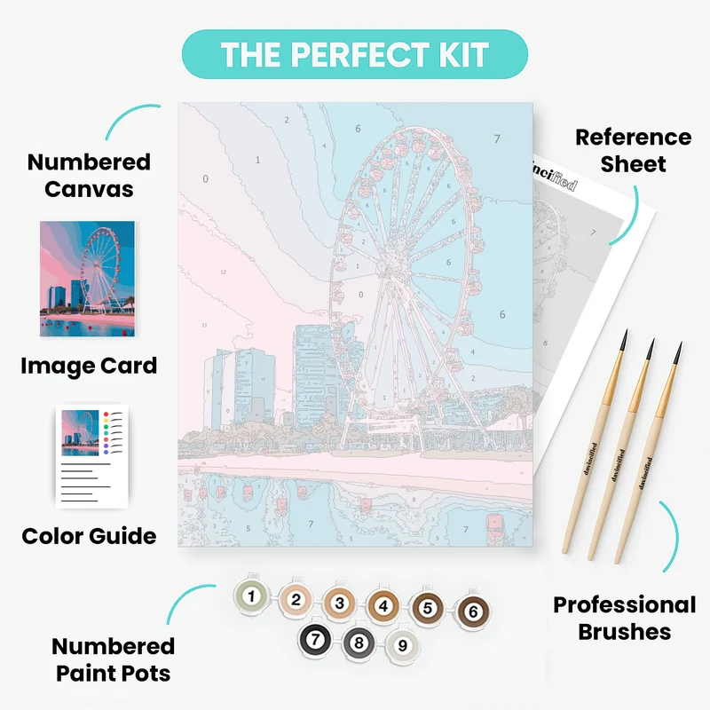 Dubai Ferris Wheel Cityscape - Paint by Numbers Kit