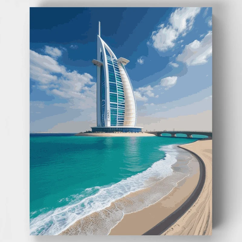 Burj Al Arab Dubai Luxury Hotel - Paint by Numbers Kit
