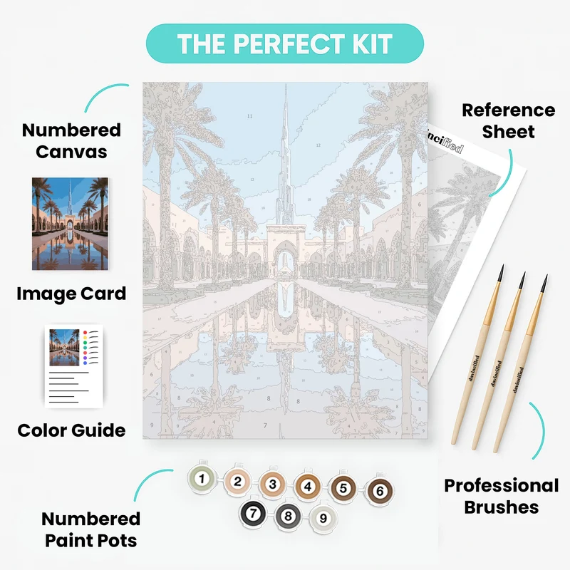 Dubai Burj Khalifa Islamic Architecture - Paint by Numbers Kit