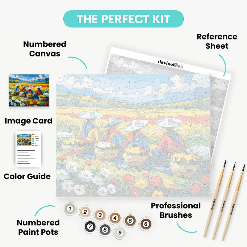 Flower Harvest Workers - Paint by Numbers Kit