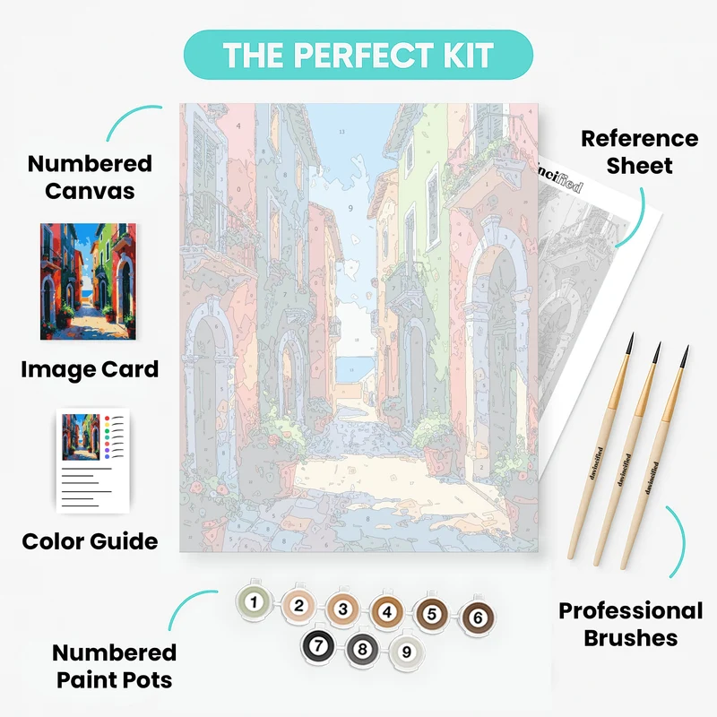 Colorful Mediterranean Street - Paint by Numbers Kit