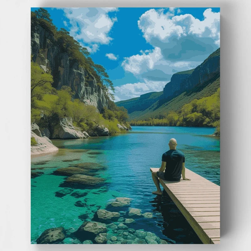 Tranquil Lake Dock Reflection - Paint by Numbers Kit