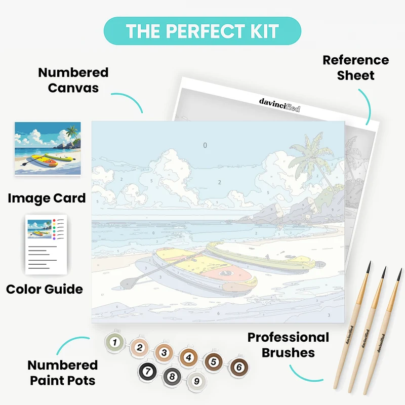 Tropical Paradise Paddleboard Beach - Paint by Numbers Kit