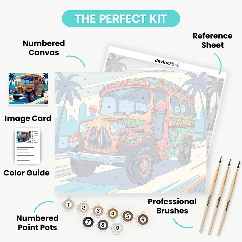 Colorful Jeepney Adventure - Paint by Numbers Kit