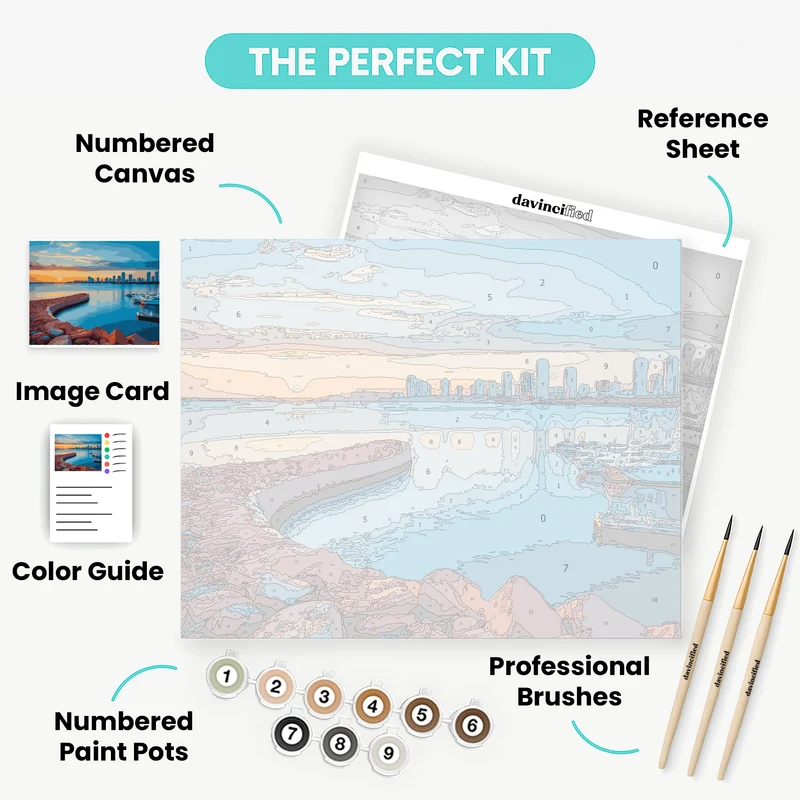 Marina Sunset Harbor - Paint by Numbers Kit