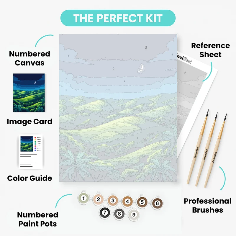 Tropical Hills Under Starlit Sky - Paint by Numbers Kit