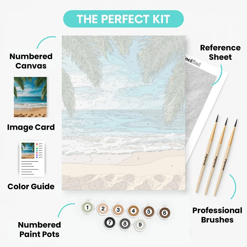 Serene Tropical Coastline - Paint by Numbers Kit