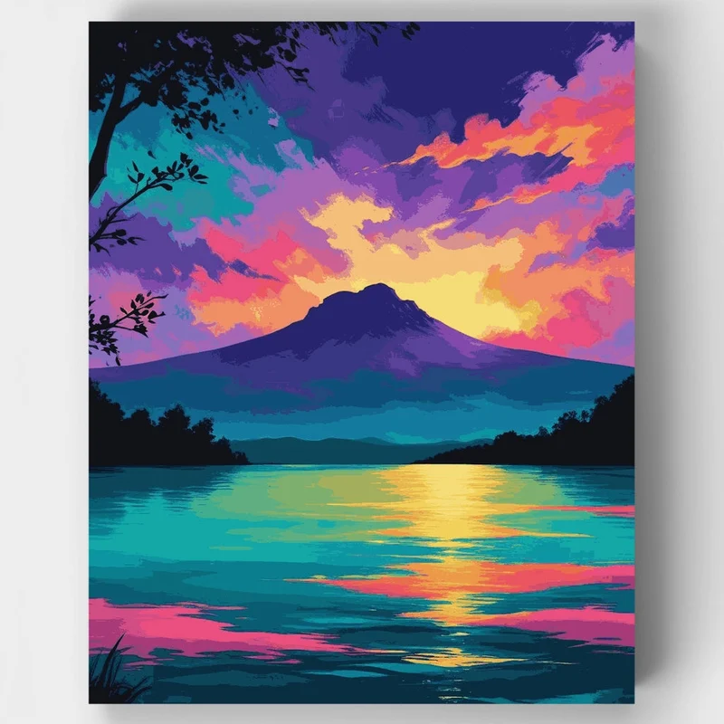 Tropical Mountain Sunset - Paint by Numbers Kit