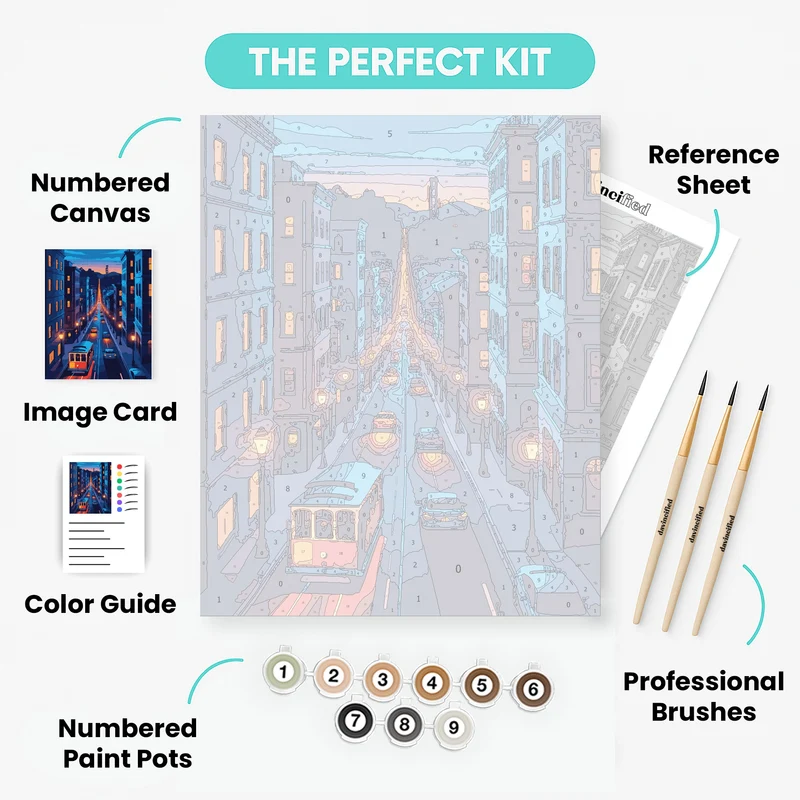 San Francisco Cable Car Evening - Paint by Numbers Kit