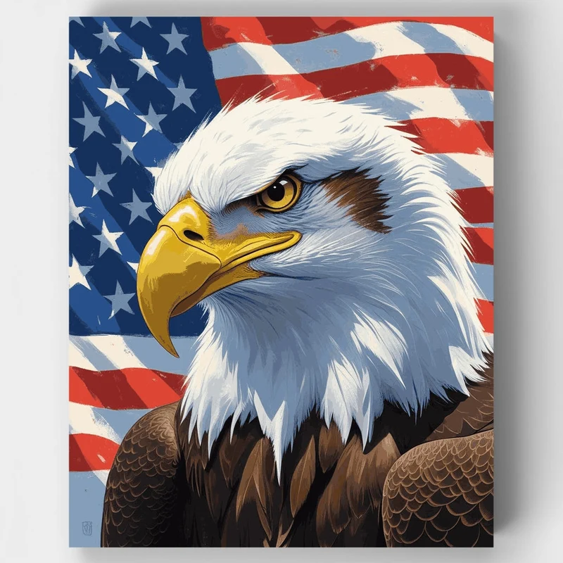 Patriotic Bald Eagle - Paint by Numbers Kit