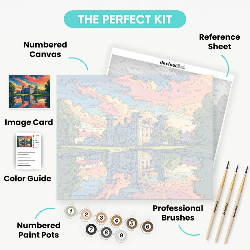Medieval Castle Reflection - Paint by Numbers Kit