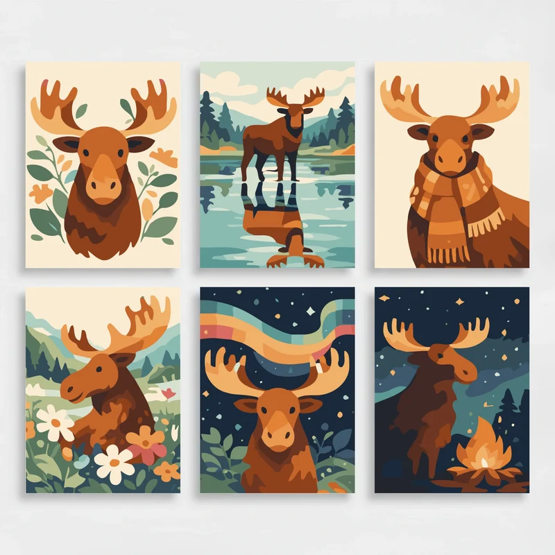 Majestic Moose - Mini Paint by Numbers Set