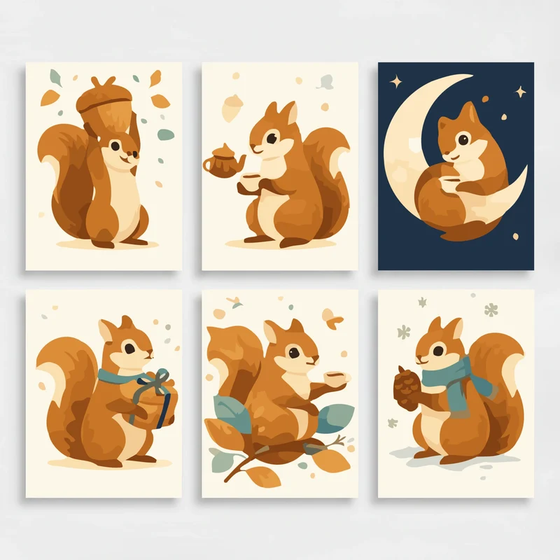 Squirrels - Mini Paint by Numbers Set