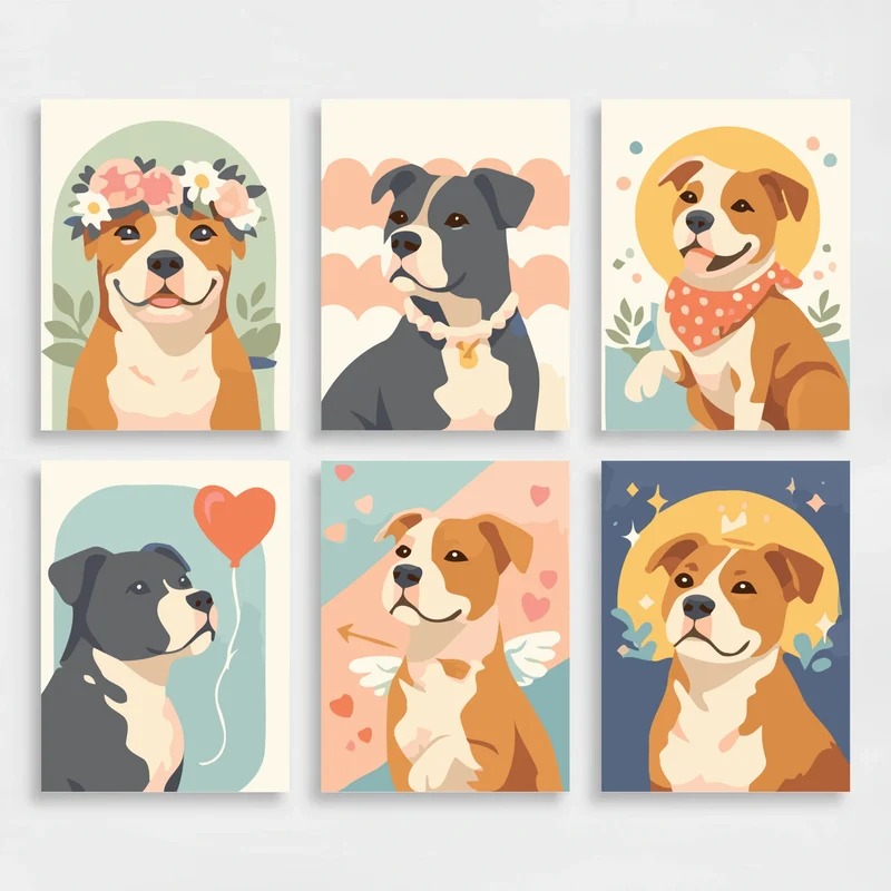 Pitbulls - Mini Paint by Numbers Set