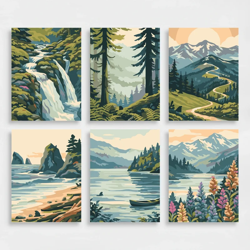 Pacific Northwest Wilderness - Mini Paint by Numbers Set