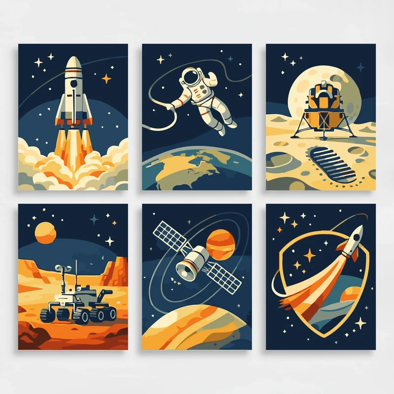 Space Exploration - Mini Paint by Numbers Set