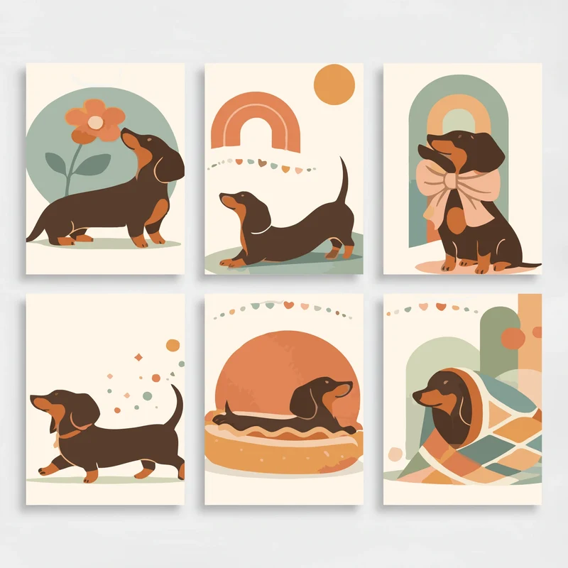 Dachshunds - Mini Paint by Numbers Set