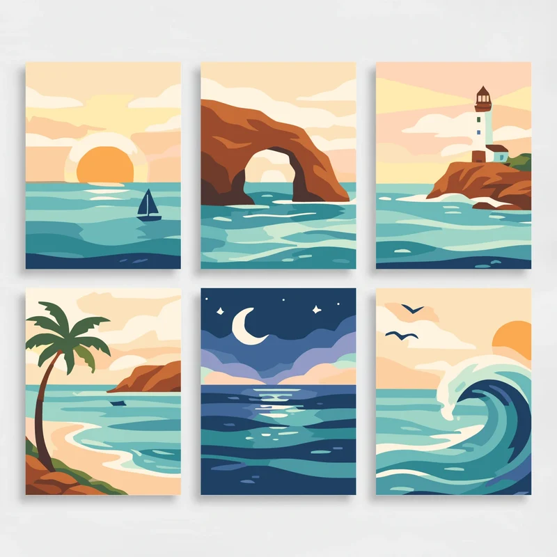 Coastal Wonders - Mini Paint by Numbers Set