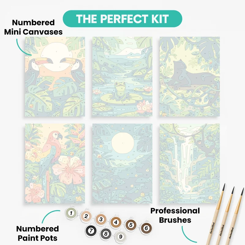 Tropical Rainforest Wildlife - Mini Paint by Numbers Set