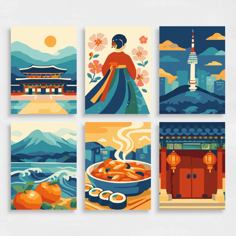 South Korea - Mini Paint by Numbers Set
