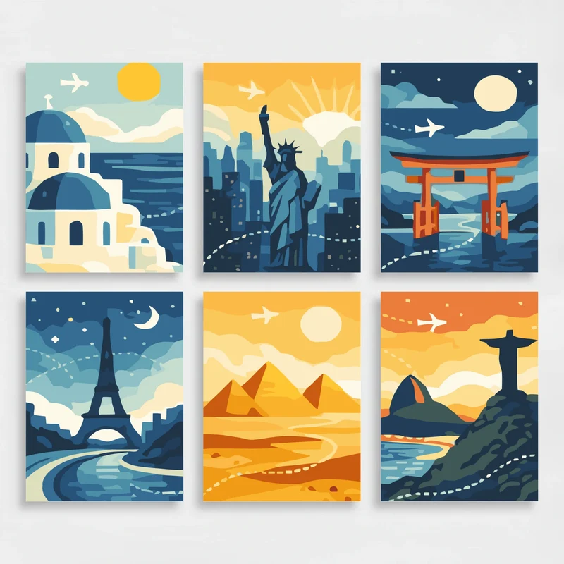 Wanderlust Destinations - Mini Paint by Numbers Set