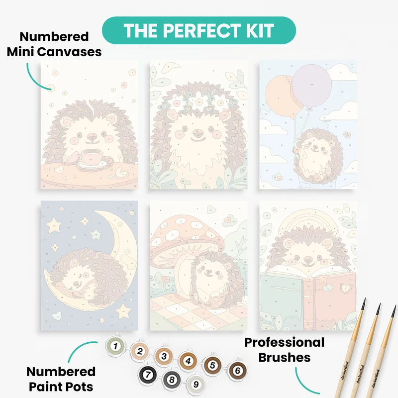 Hedgehogs - Mini Paint by Numbers Set