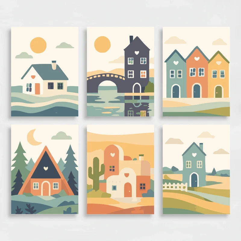 Cozy Homes - Mini Paint by Numbers Set