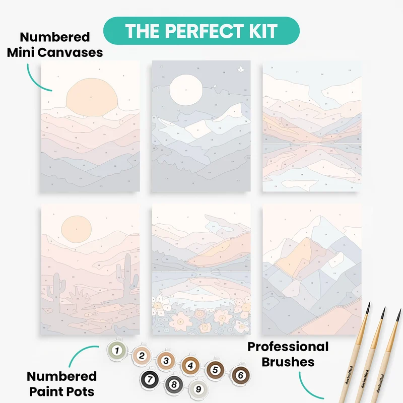 Abstract Mountains - Mini Paint by Numbers Set