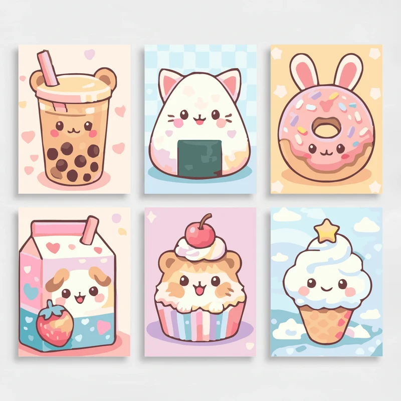 Kawaii Food - Mini Paint by Numbers Set