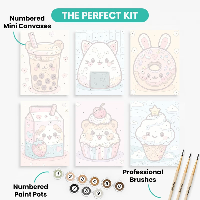 Kawaii Food - Mini Paint by Numbers Set