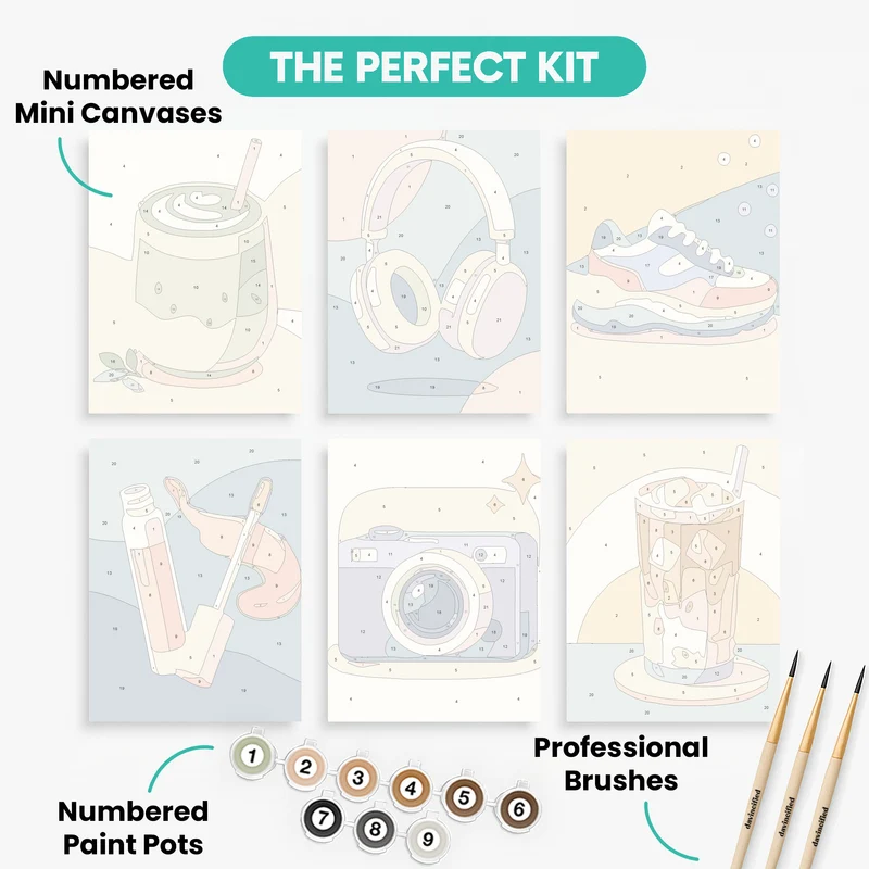 Modern Lifestyle Essentials - Mini Paint by Numbers Set