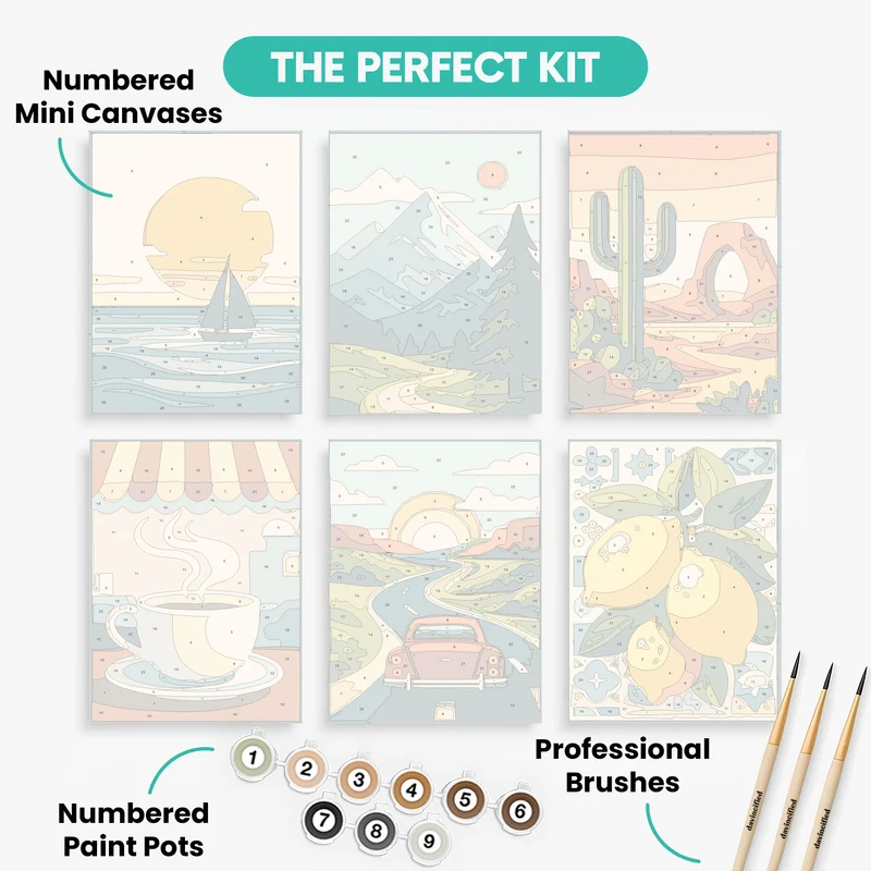 Scenic Travel Destinations - Mini Paint by Numbers Set