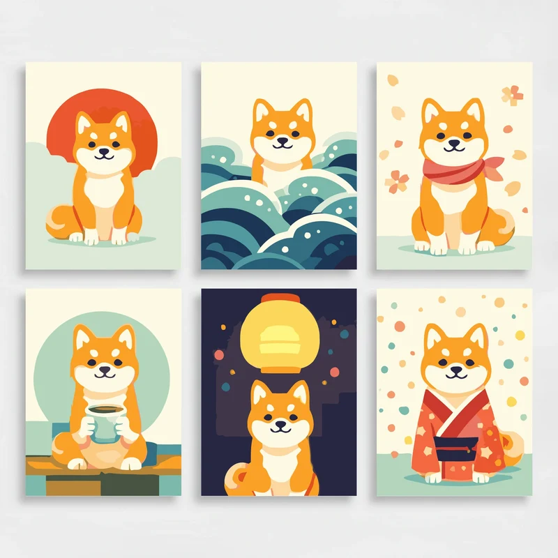 Shiba Inu - Mini Paint by Numbers Set