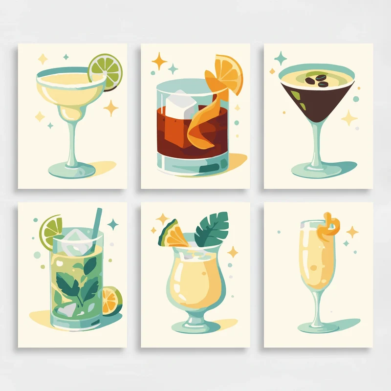 Cocktails - Mini Paint by Numbers Set