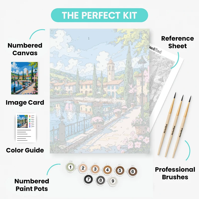 Italian Lakeside Village - Paint by Numbers Kit