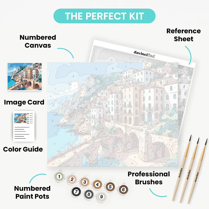 Amalfi Coast Cliffside Village - Paint by Numbers Kit
