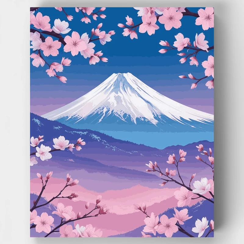 Mount Fuji Cherry Blossoms - Paint by Numbers Kit