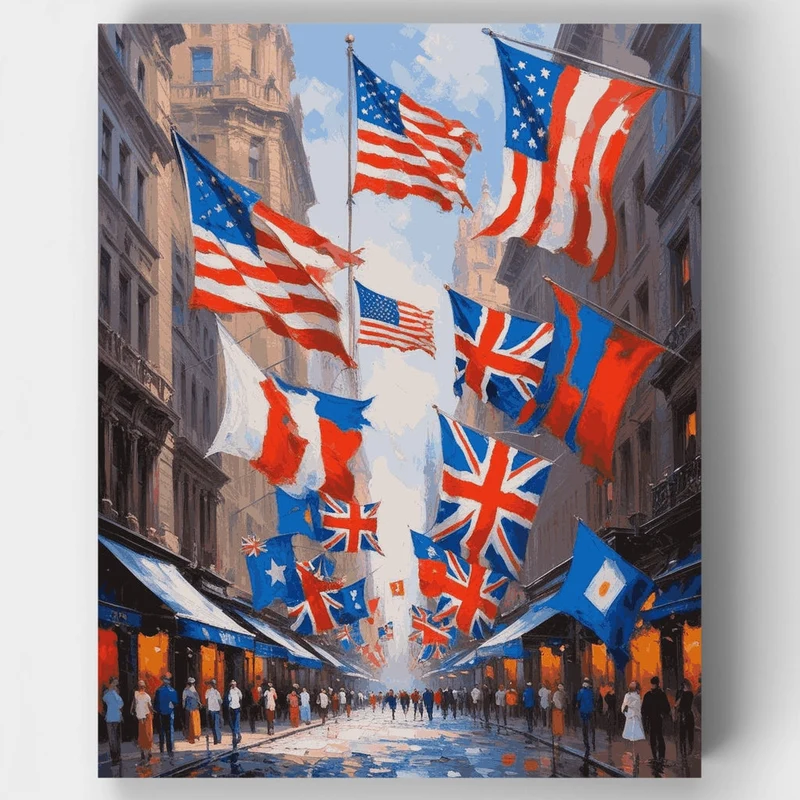 Allied Victory Celebration Street - Paint by Numbers Kit