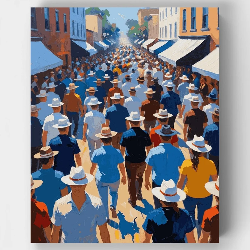 Crowded Street Market - Paint by Numbers Kit