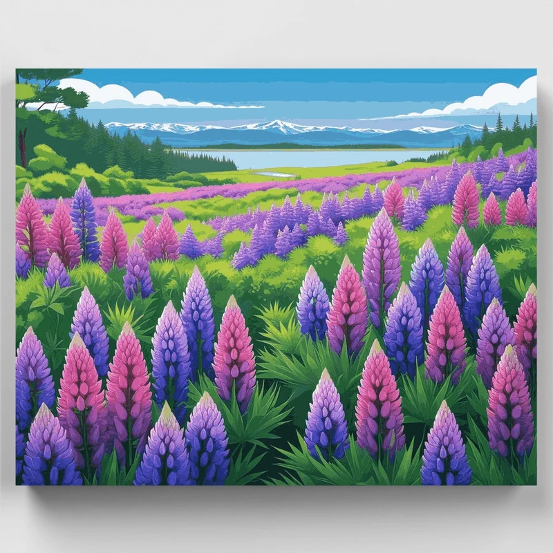 Lupine Field Landscape - Paint by Numbers Kit