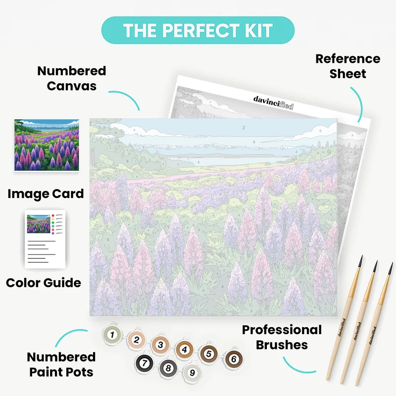Lupine Field Landscape - Paint by Numbers Kit