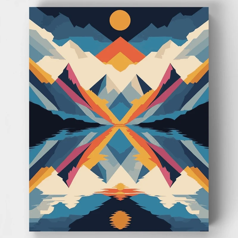 Mountain Reflection Symmetry - Paint by Numbers Kit