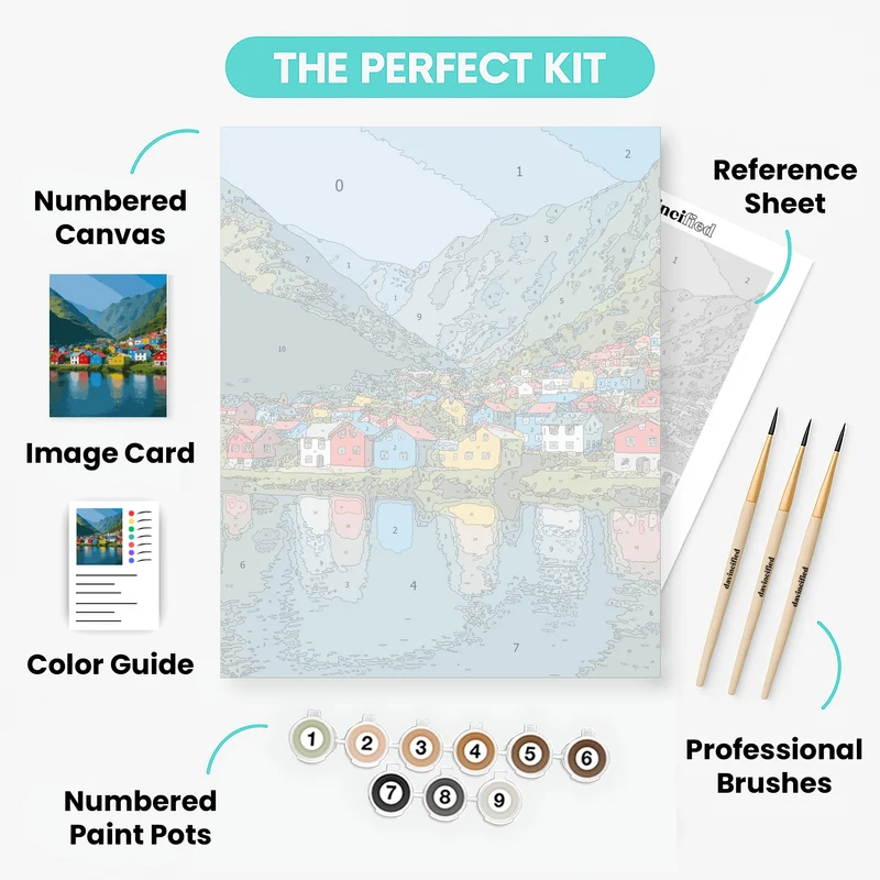 Colorful Norwegian Village - Paint by Numbers Kit
