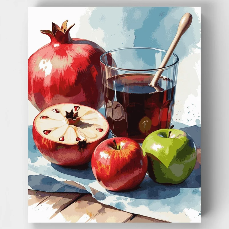 Pomegranate and Apples Still Life - Paint by Numbers Kit