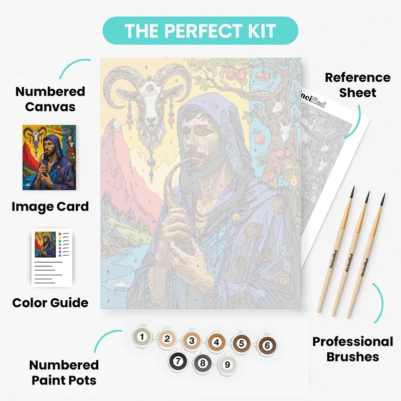 Mystical Shepherd with Sacred Ram - Paint by Numbers Kit