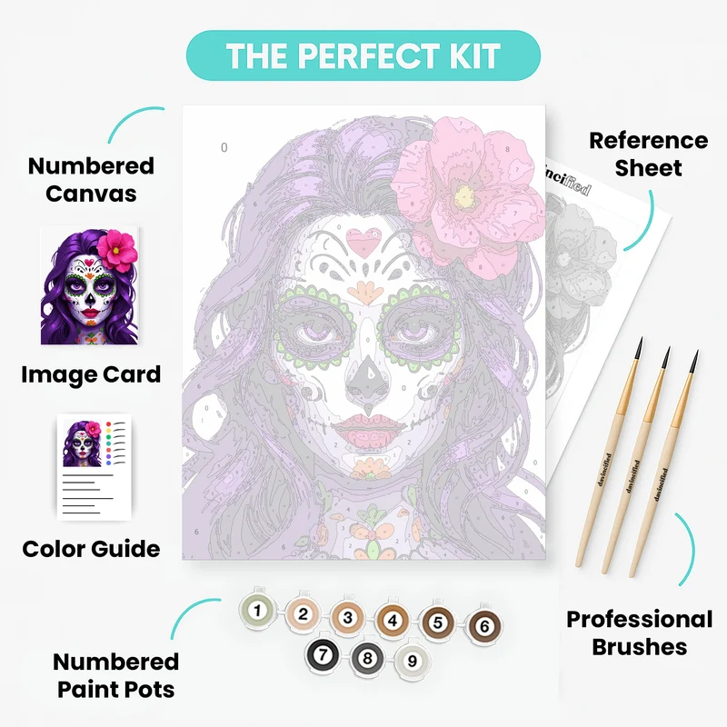 Purple Hair Sugar Skull Beauty - Paint by Numbers Kit